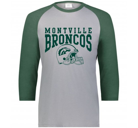 Montville Broncos Football Unisex "Retro" Vintage 3/4 tee